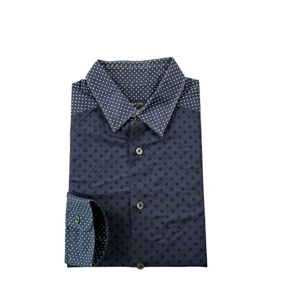Paul Smith Blue Polka Dot Cotton Men’s L/S Button Front Size Small